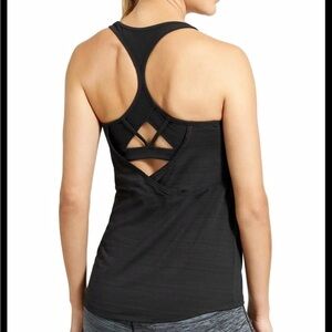 Athleta black reach restore open back strappy tank Small